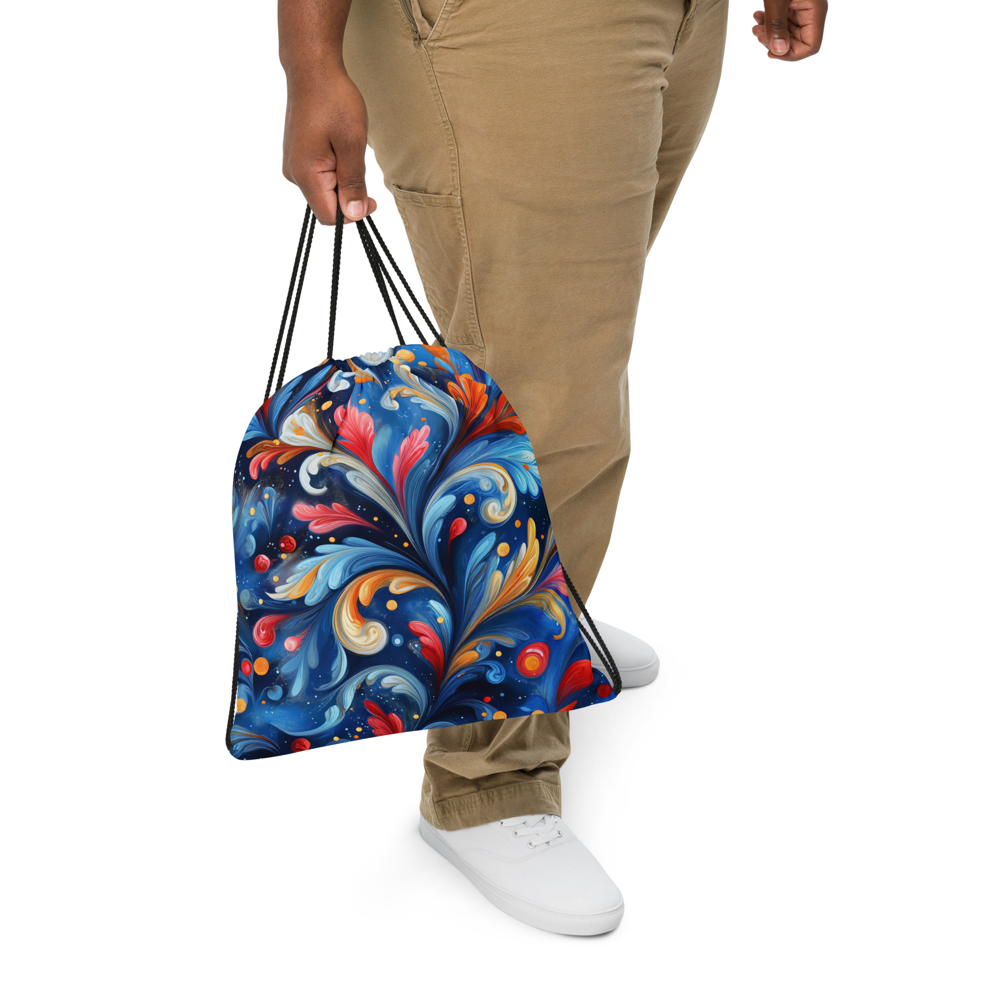 Vibrant polyester drawstring bag