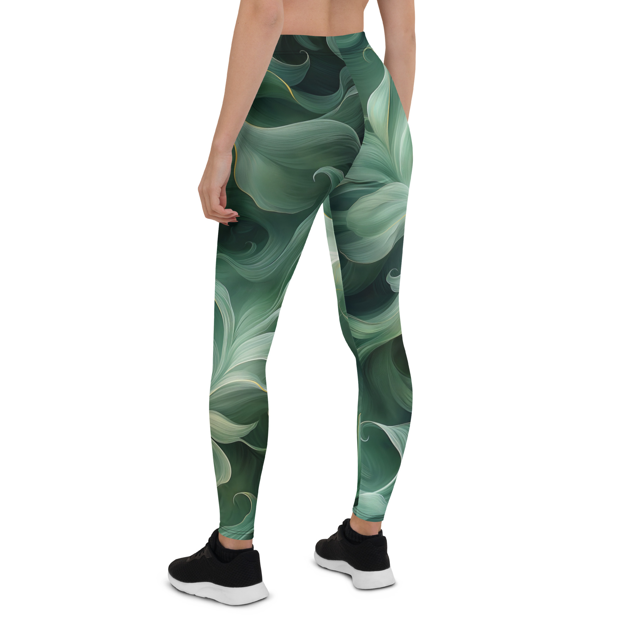 Athletic leggings with elastic waistband