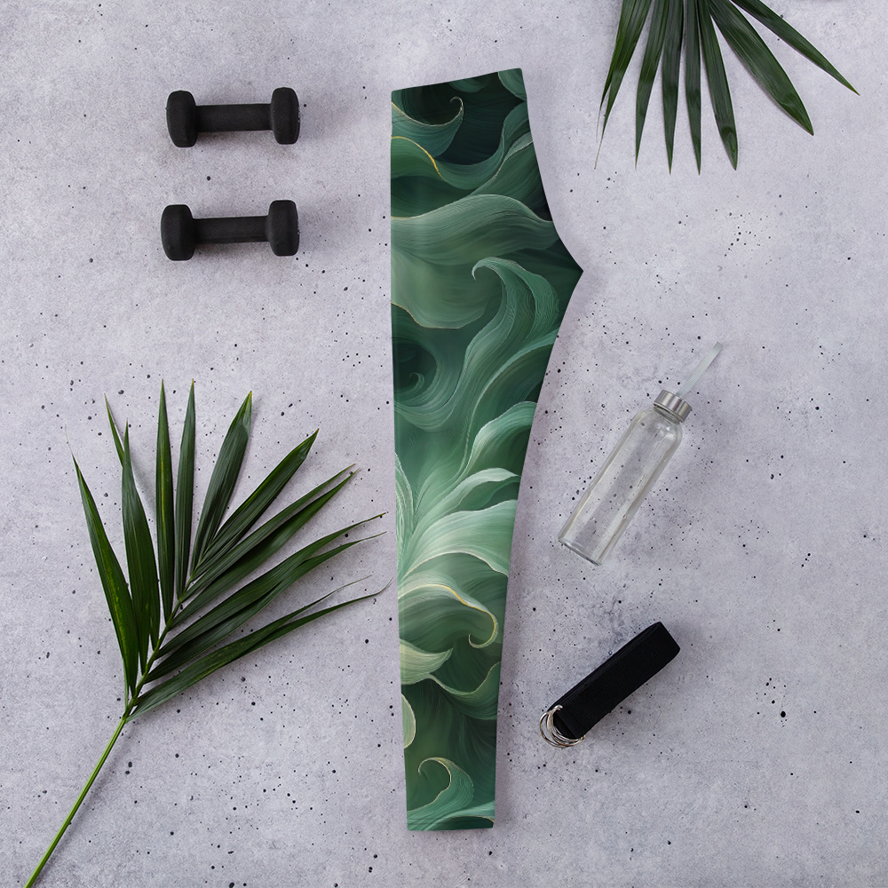 Athletic leggings with overlock and coverstitch