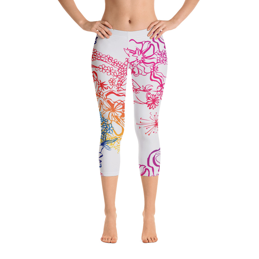 Front of Gymnastics Capri Leggings with colourful decoration