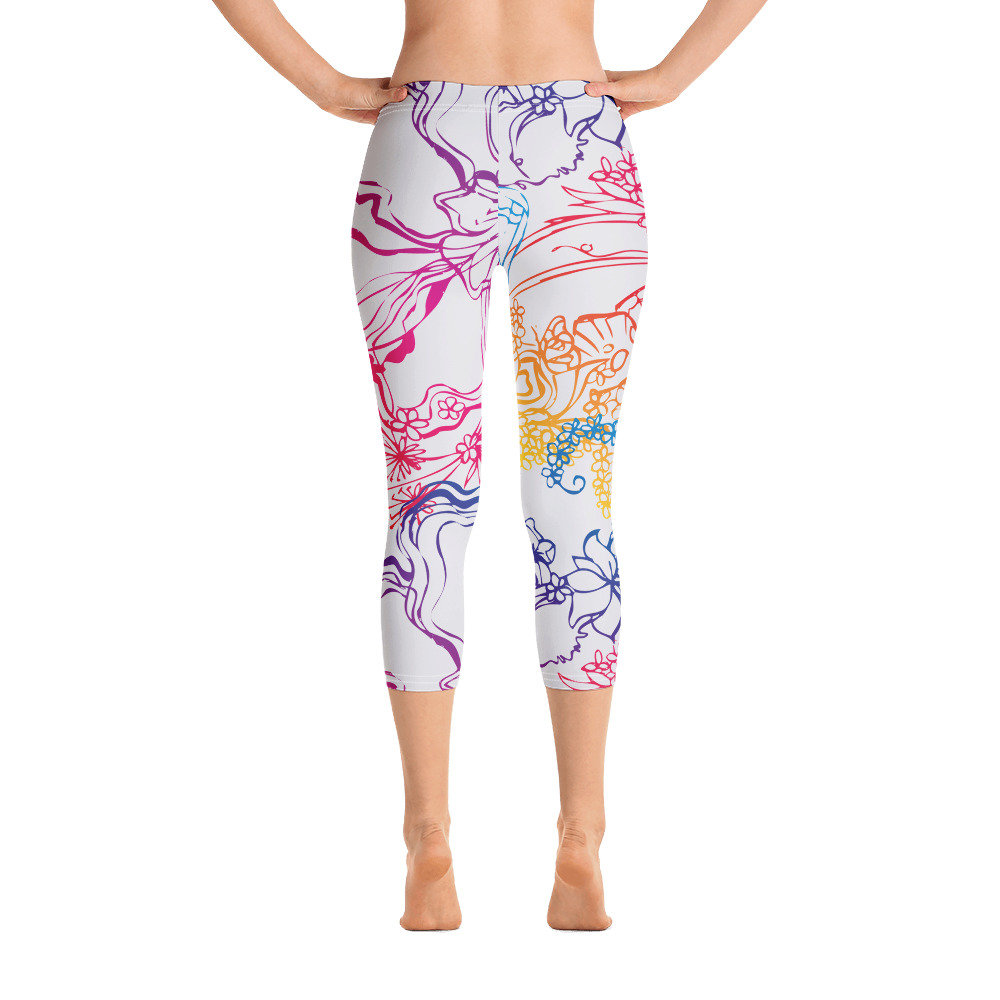 Back of Gymnastics Capri Leggings with colourful decoration