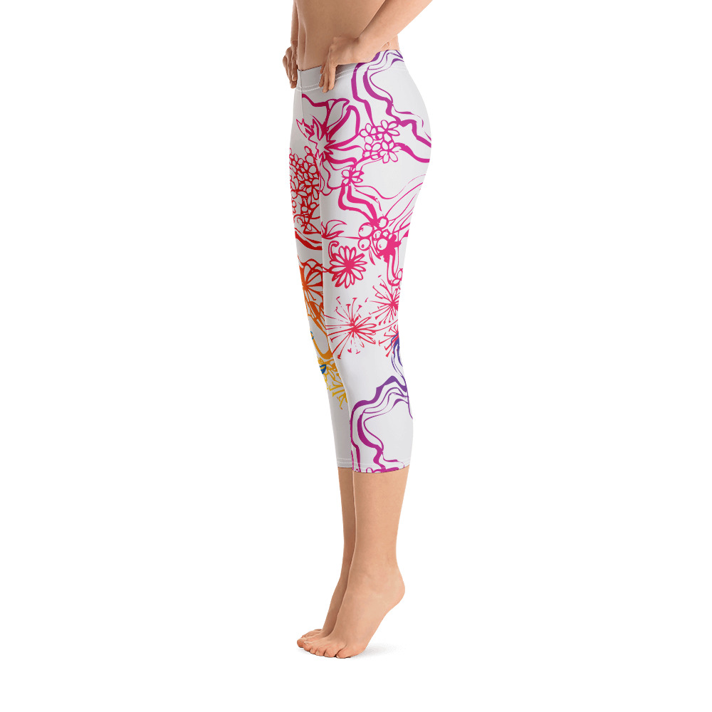 Side of Gymnastics Capri Leggings with colourful decoration