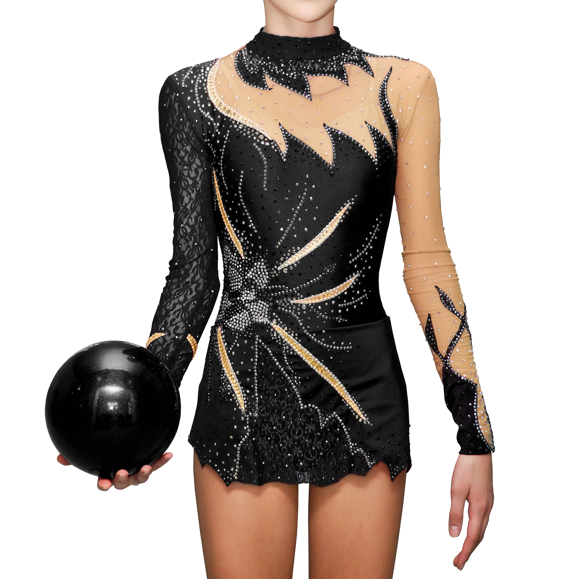 Black Rhythmic Gymnastics Leotard № 27 could be sewn as Dress Rhythmic Gymnastics