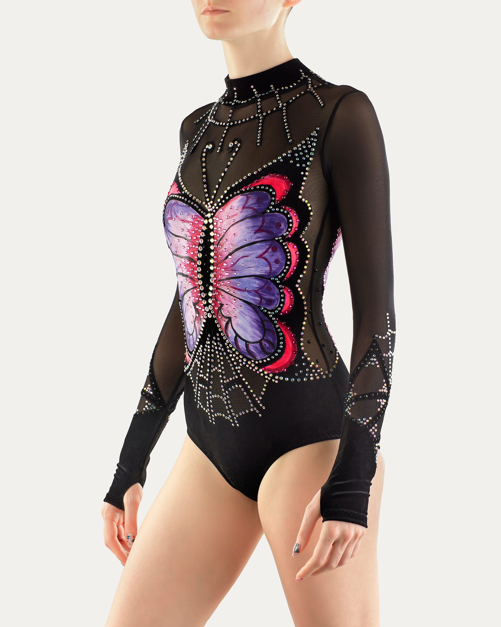 Velvet Acrobatic Gymnastics Leotard № 219 with painted Butterfly